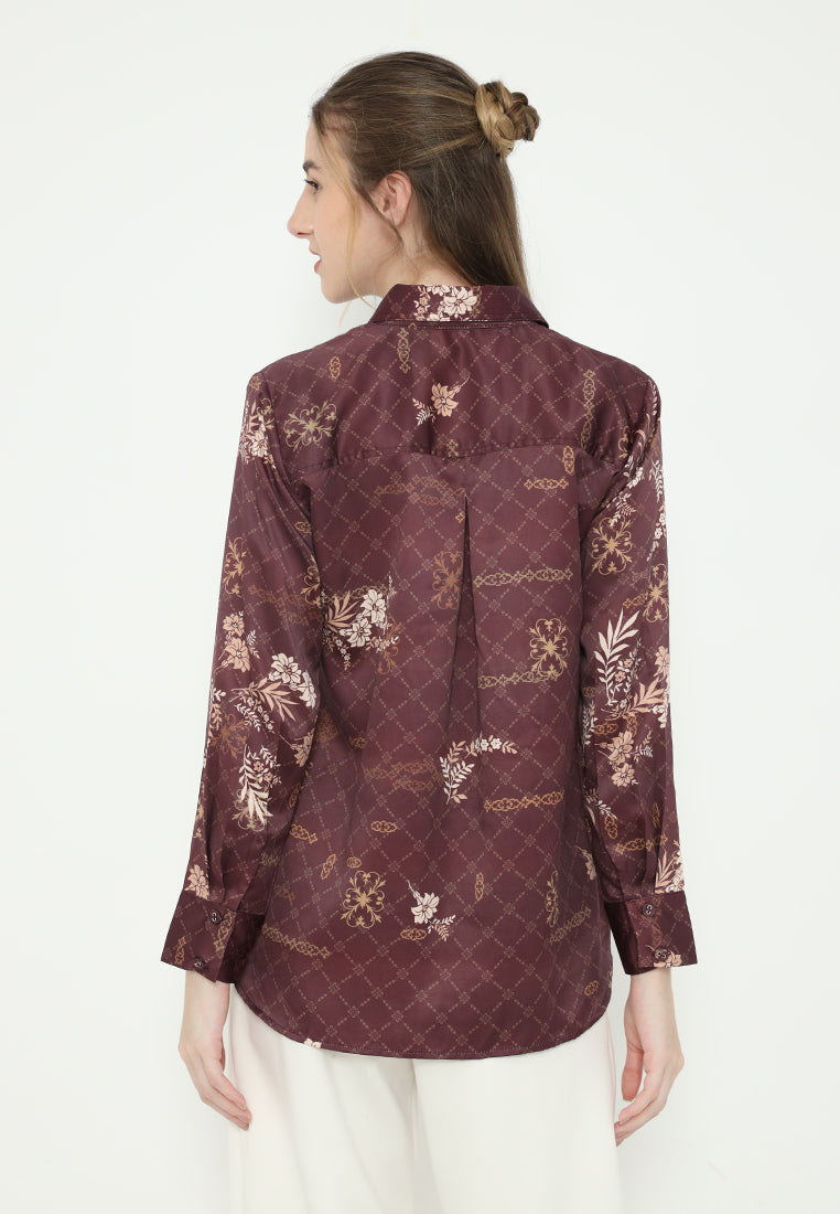 Yasmin Floral Armani Silk | Burgundy