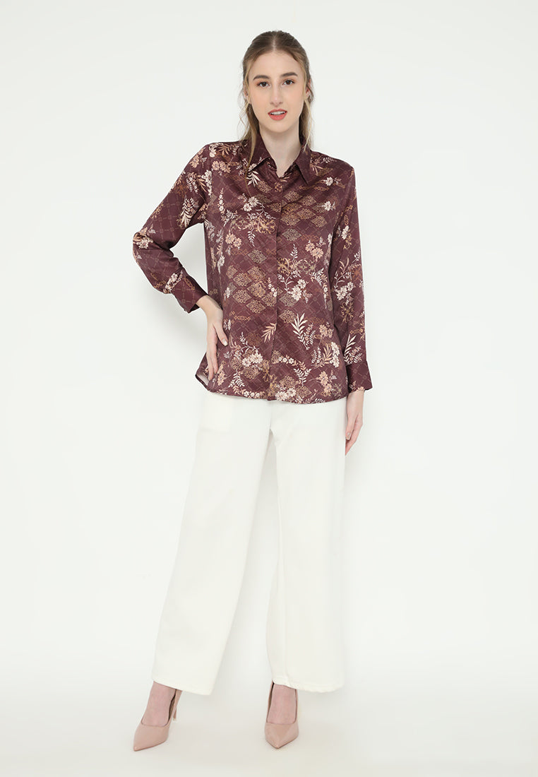 Yasmin Floral Armani Silk | Burgundy