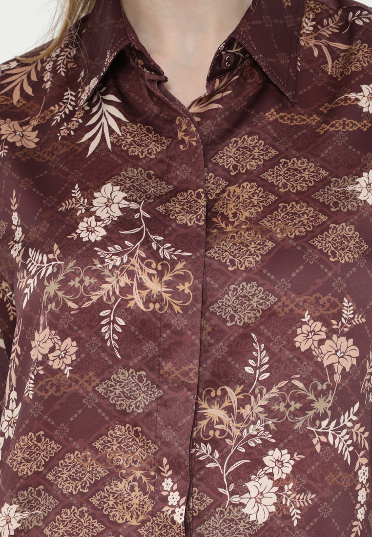 Yasmin Floral Armani Silk | Burgundy