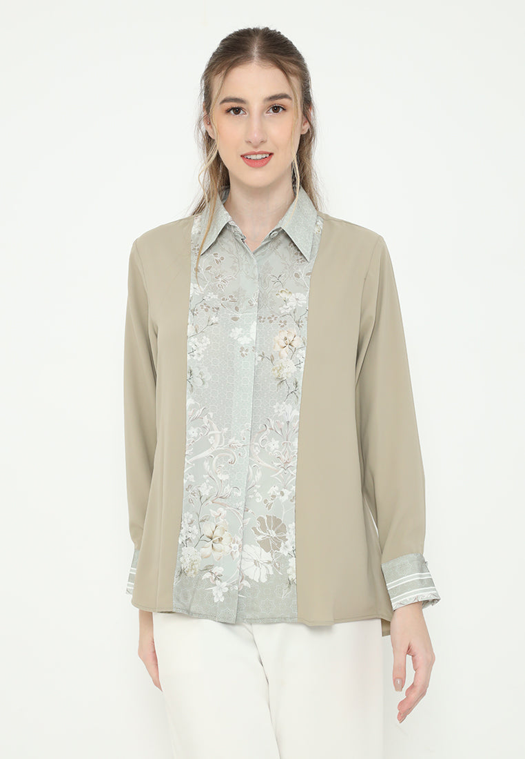 Letisia Plain Tops With Combination | Green