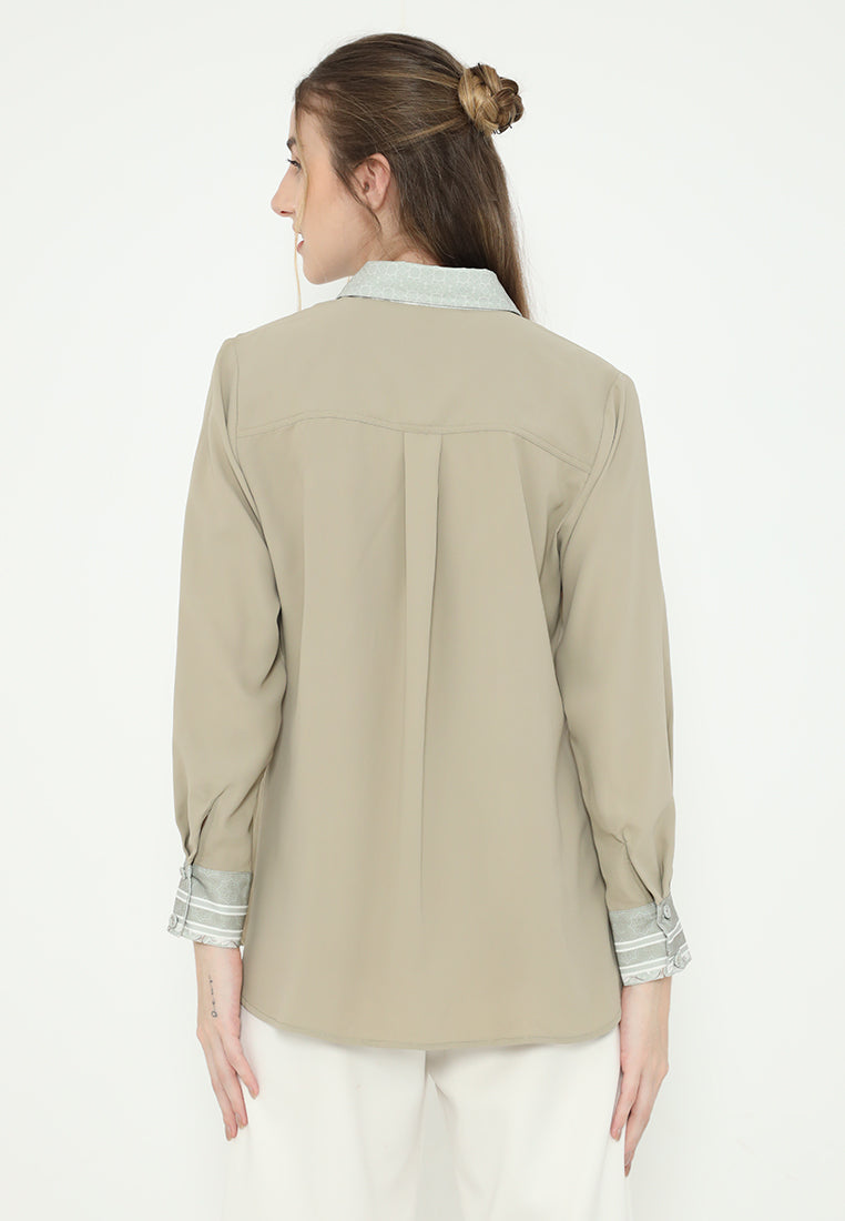 Letisia Plain Tops With Combination | Green