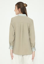 Letisia Plain Tops With Combination | Green