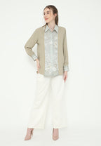 Letisia Plain Tops With Combination | Green