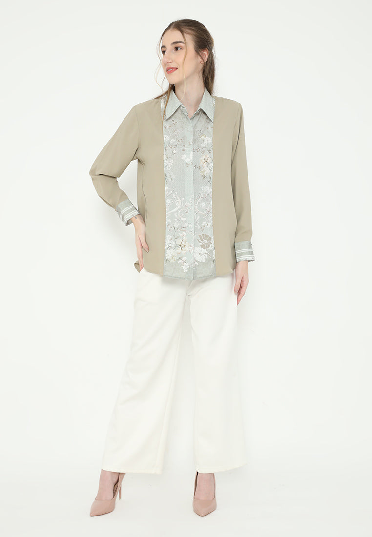 Letisia Plain Tops With Combination | Green