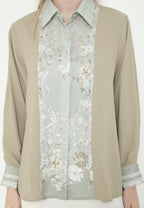 Letisia Plain Tops With Combination | Green
