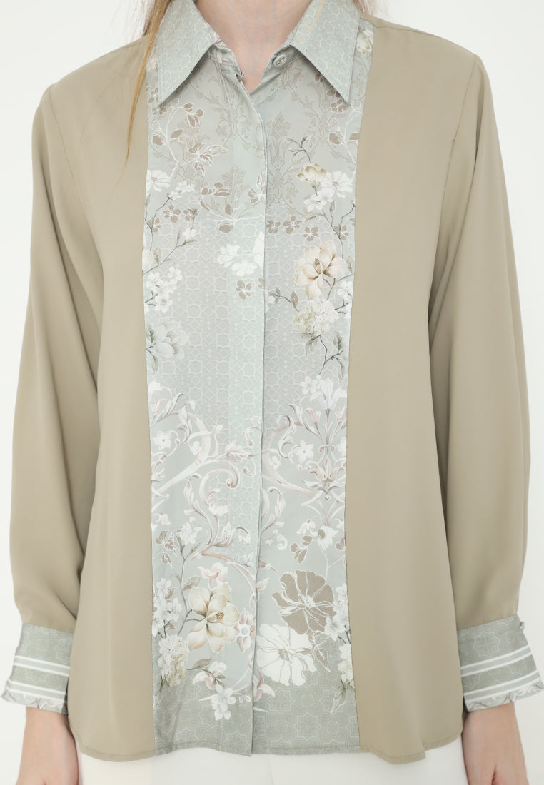 Letisia Plain Tops With Combination | Green