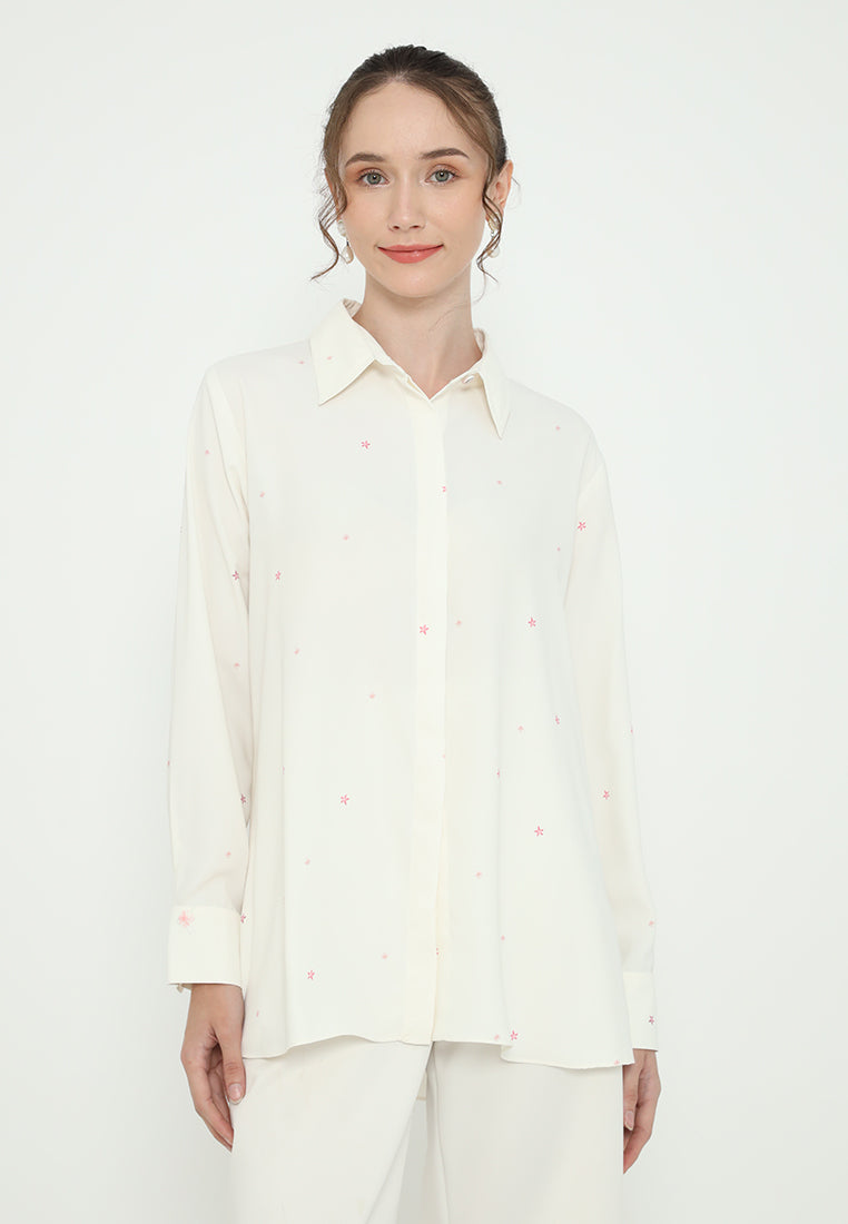 Jardin Floral Long Sleeve Tops With Long Sleeve | Cream
