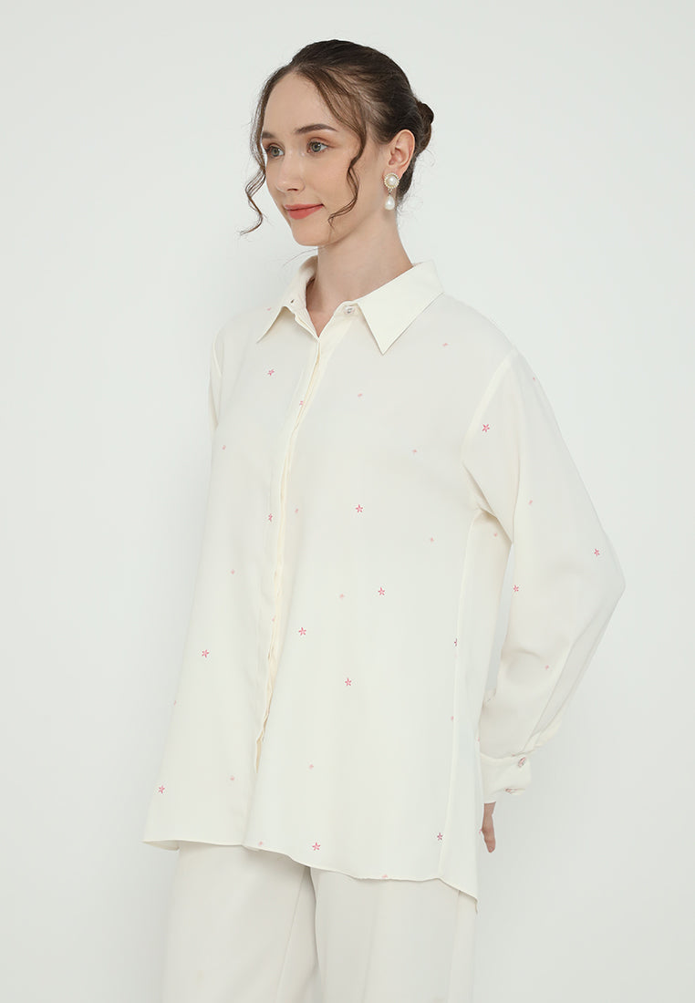 Jardin Floral Long Sleeve Tops With Long Sleeve | Cream