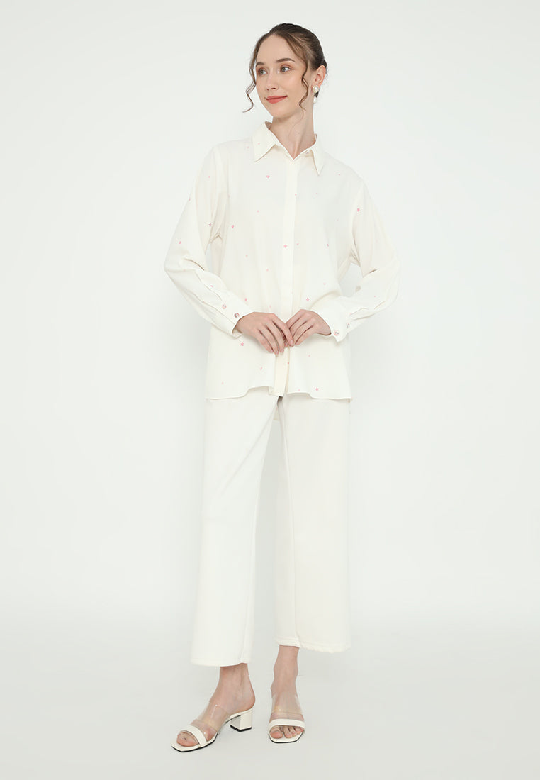 Jardin Floral Long Sleeve Tops With Long Sleeve | Cream