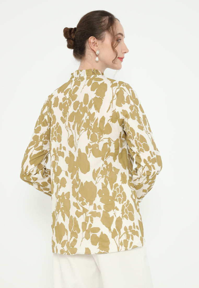 Marina Ruffle Neck Blouse | Cream