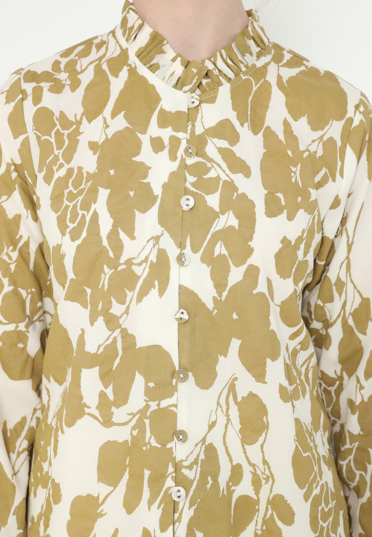Marina Ruffle Neck Blouse | Cream