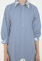 Nimas Midi Dress Stripe with Floral Combination | Blue