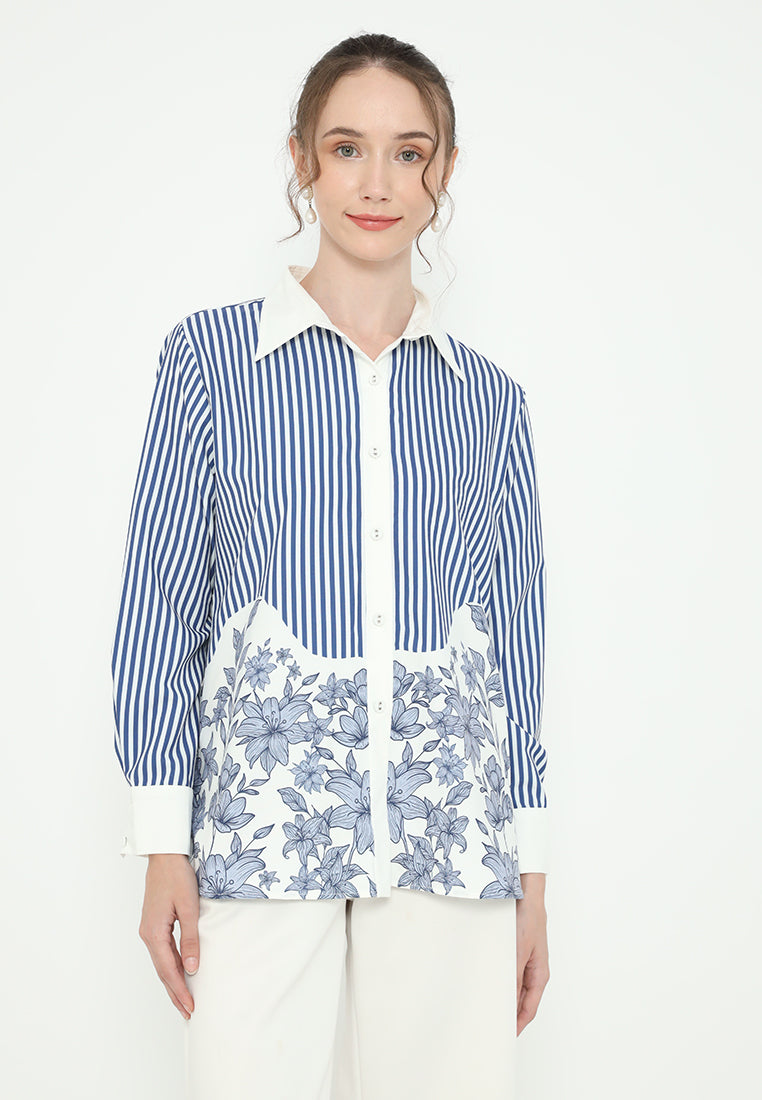 Nimas Tops With Floral Combination | Blue