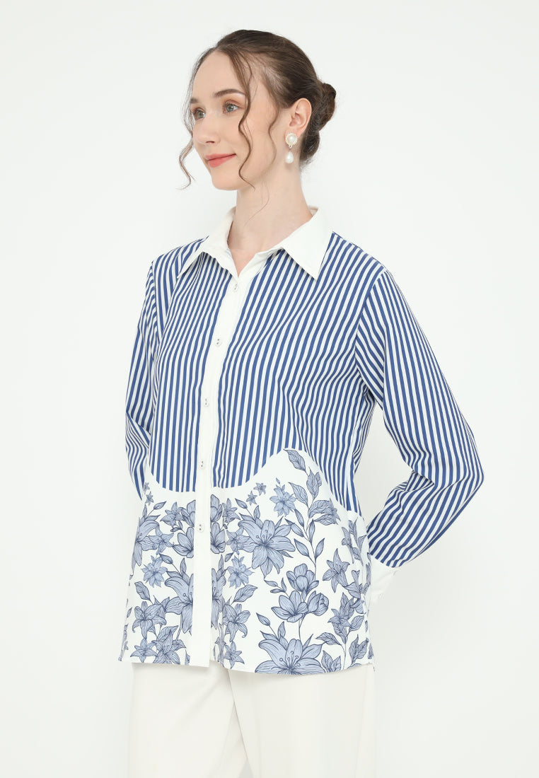 Nimas Tops With Floral Combination | Blue