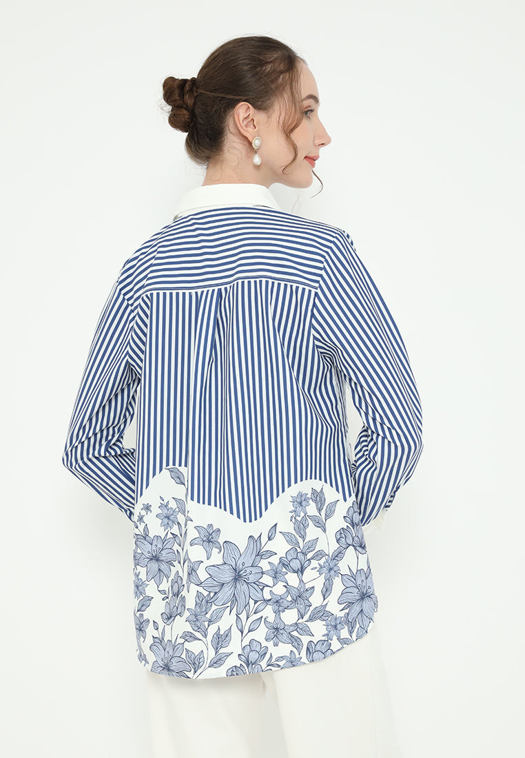 Nimas Tops With Floral Combination | Blue