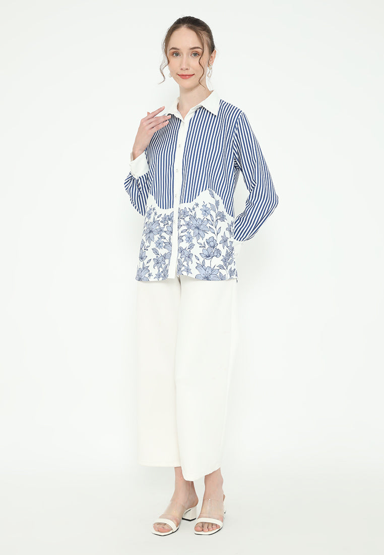 Nimas Tops With Floral Combination | Blue
