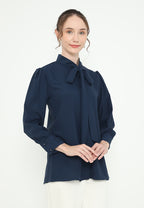 Nelly Bowtie Neck Tops | Navy