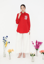 Lily Tops With Embroidery | Red