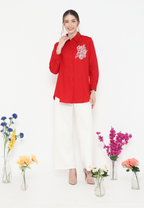 Lily Tops With Embroidery | Red