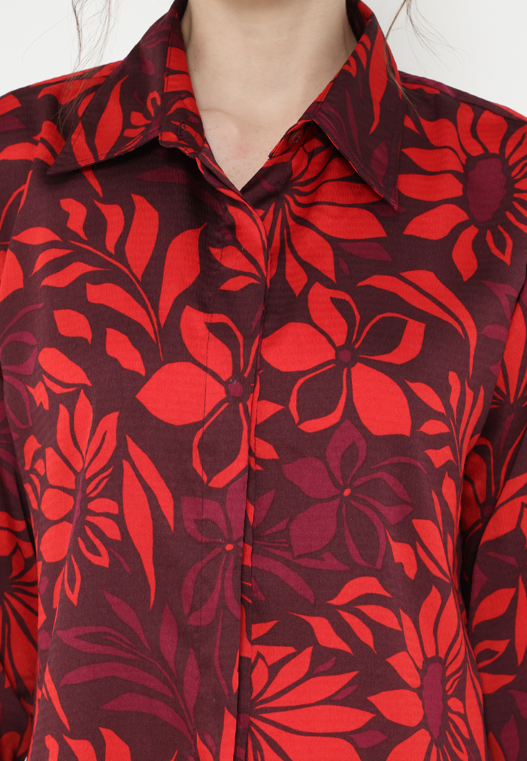 Clarissa Shirt With Floral Printed | Red
