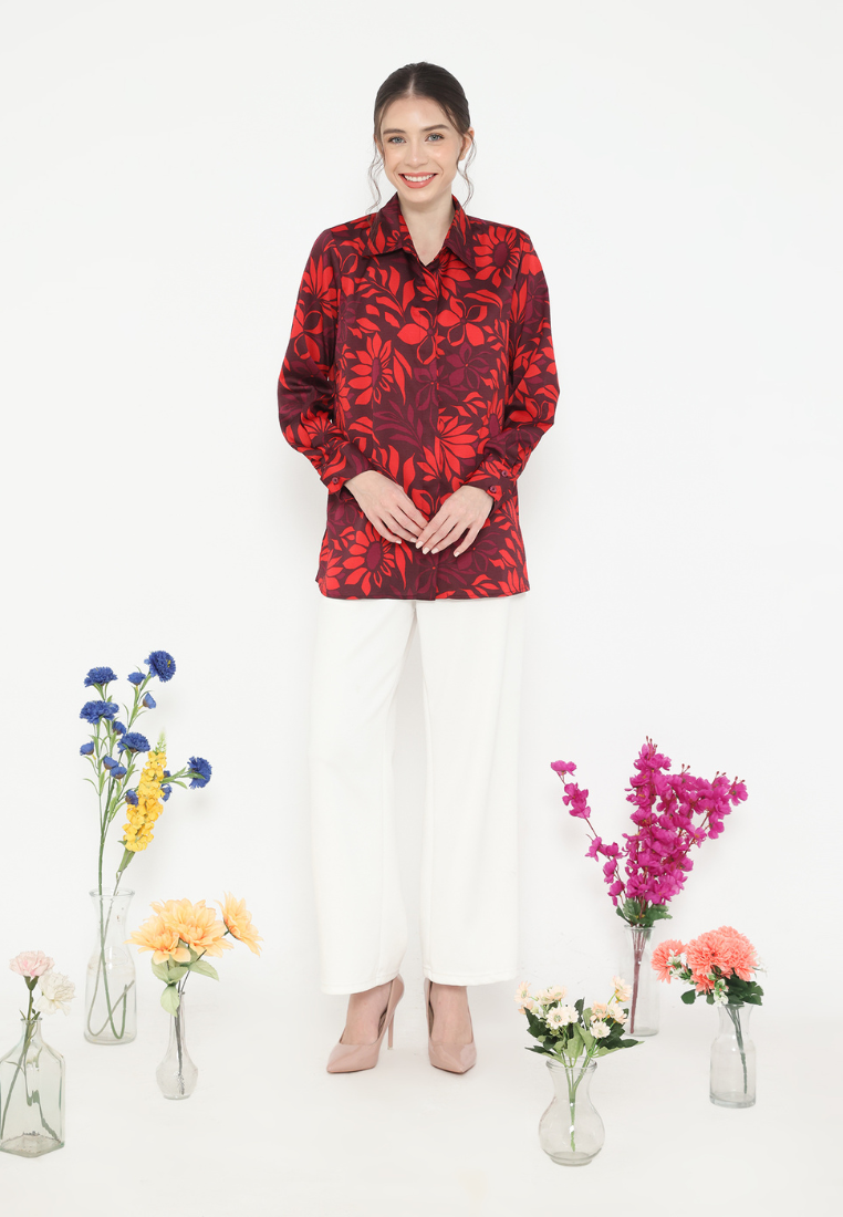 Clarissa Shirt With Floral Printed | Red
