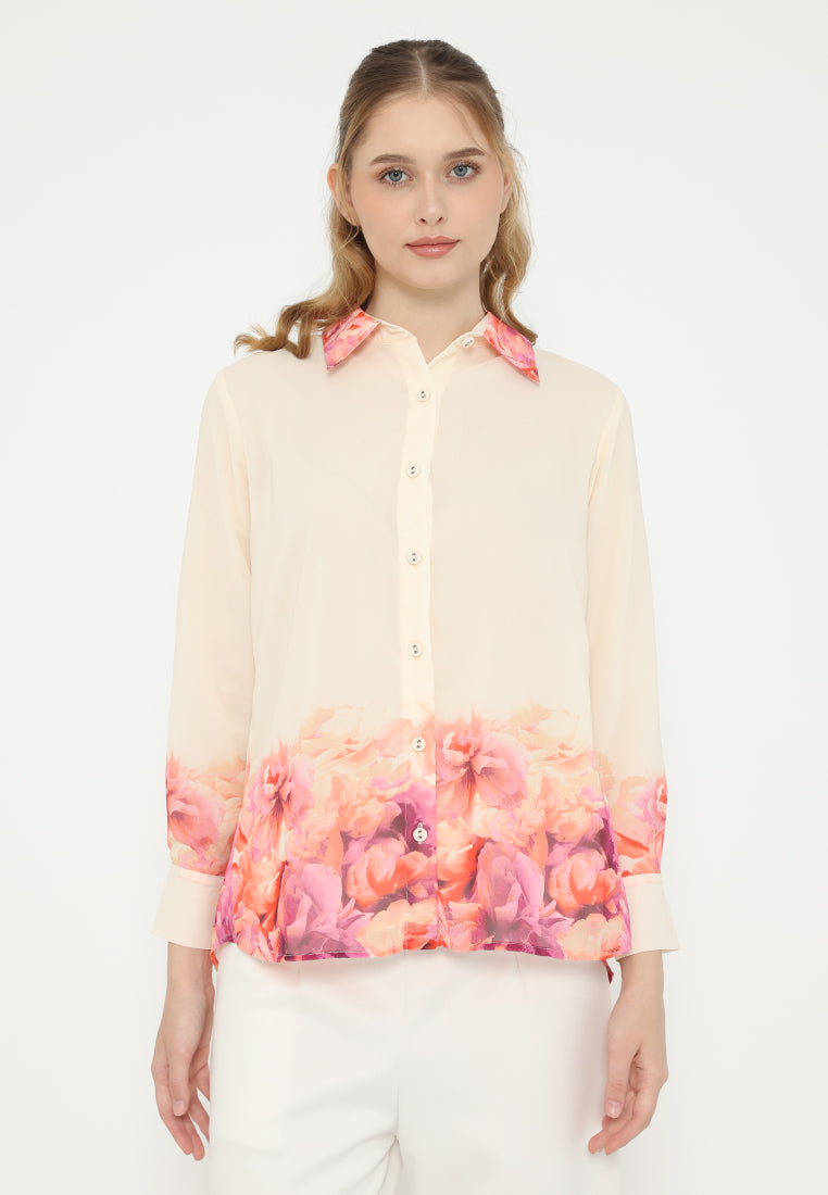 Sunset Shirt Floral Monogram | Cream