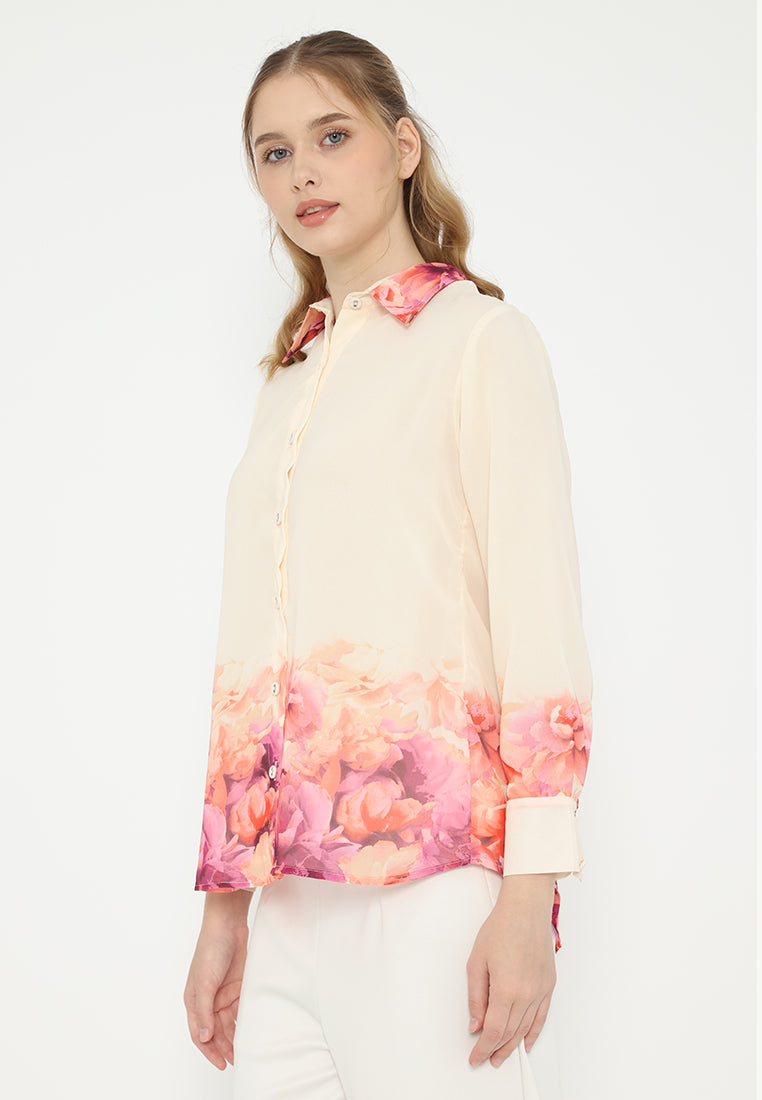 Sunset Shirt Floral Monogram | Cream