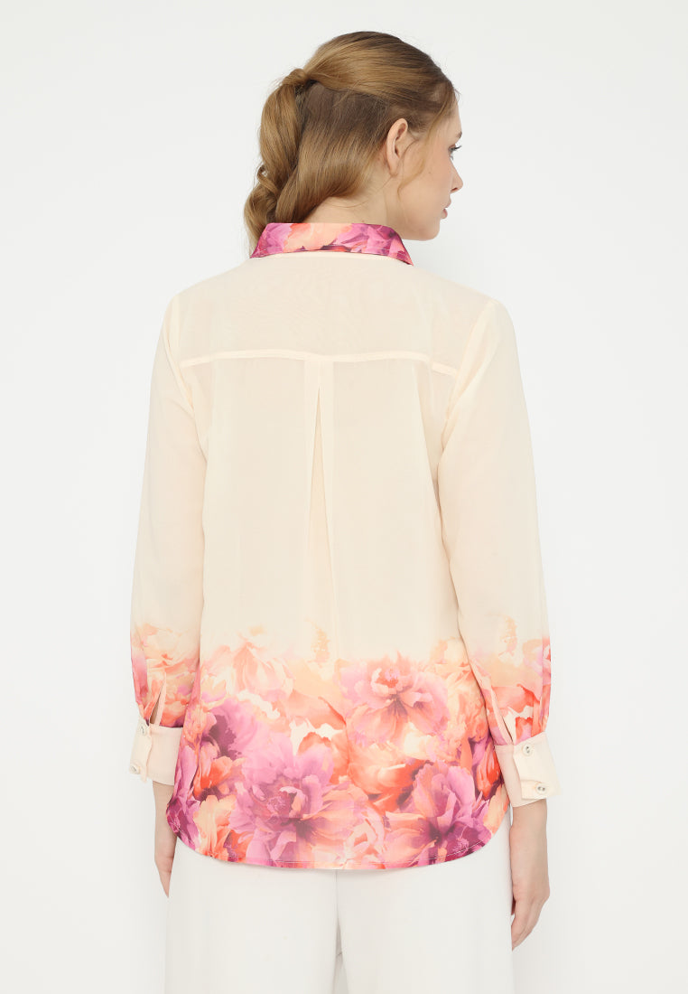 Sunset Shirt Floral Monogram | Cream
