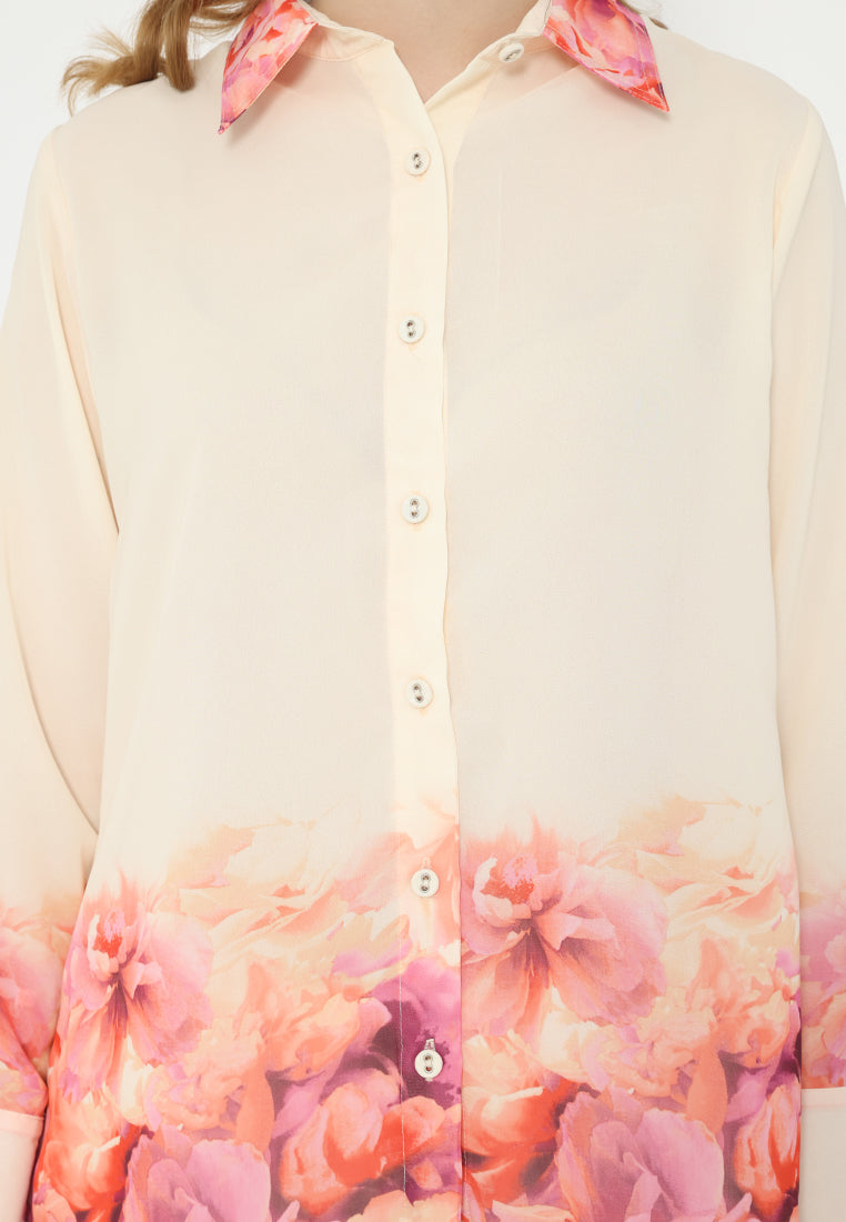 Sunset Shirt Floral Monogram | Cream