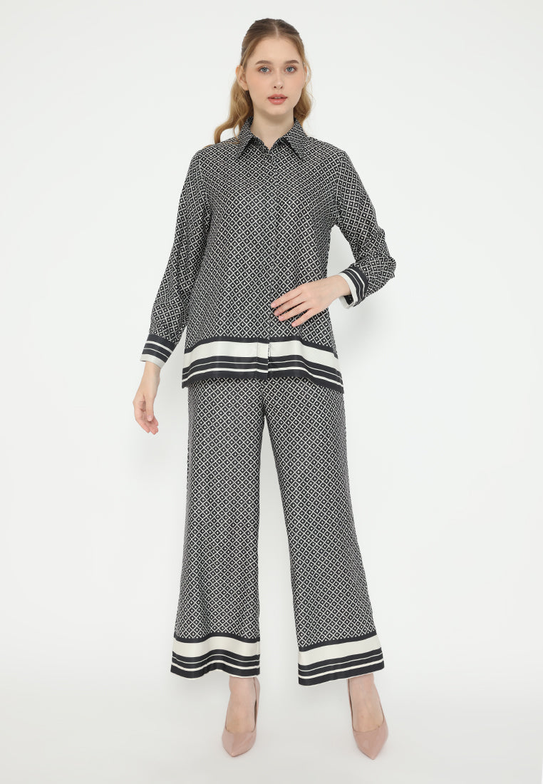 Santana Monogram Shirt With Long Sleeve | Black
