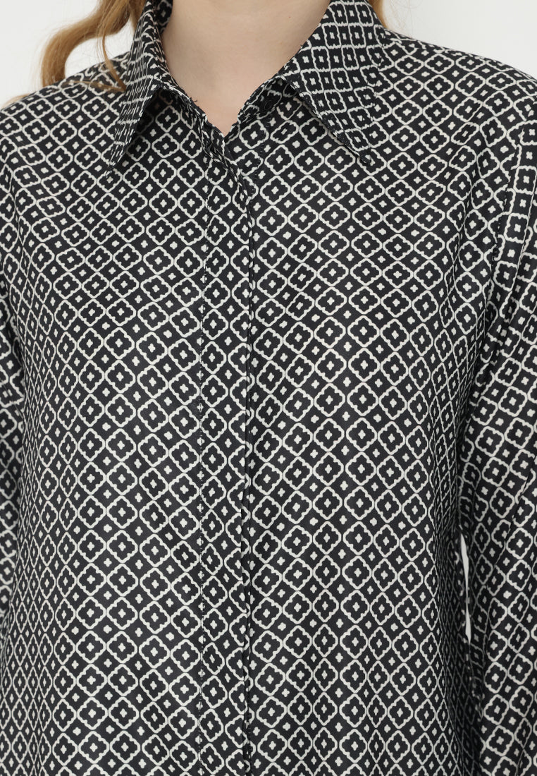 Santana Monogram Shirt With Long Sleeve | Black