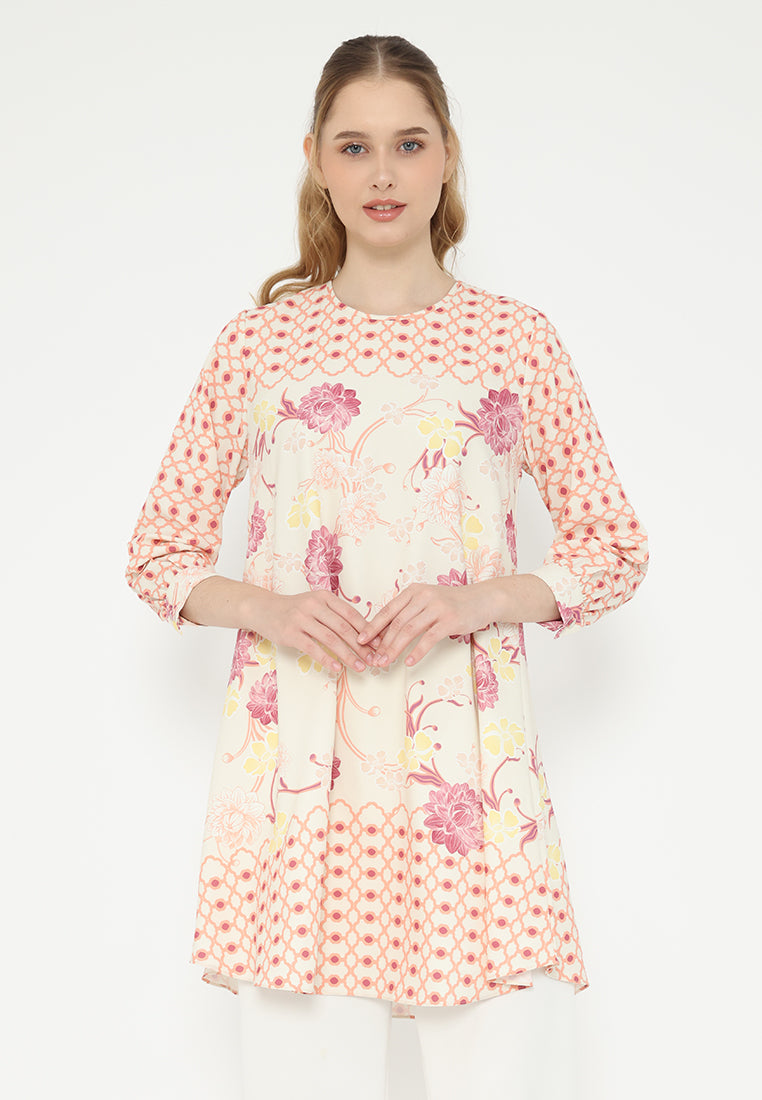 Sunset Tunic Floral Monogram | Cream
