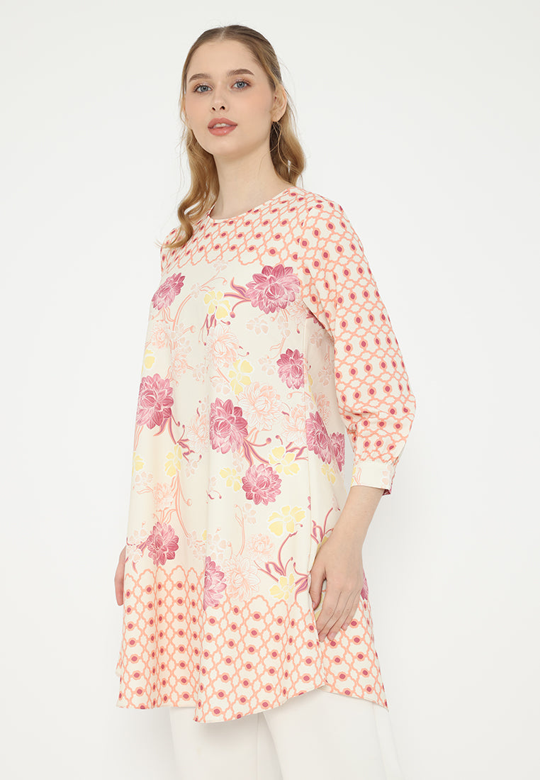 Sunset Tunic Floral Monogram | Cream