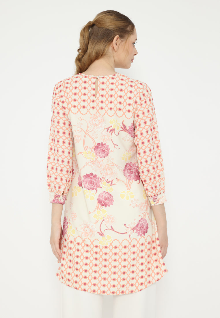Sunset Tunic Floral Monogram | Cream