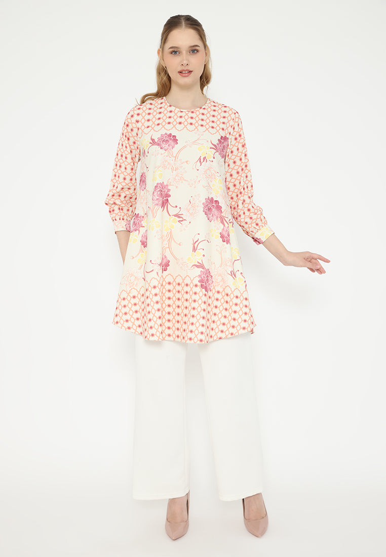 Sunset Tunic Floral Monogram | Cream