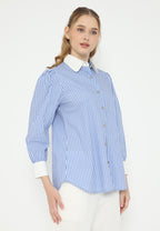 Armani Stripe Shirt With White Collar | Blue