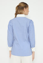 Armani Stripe Shirt With White Collar | Blue