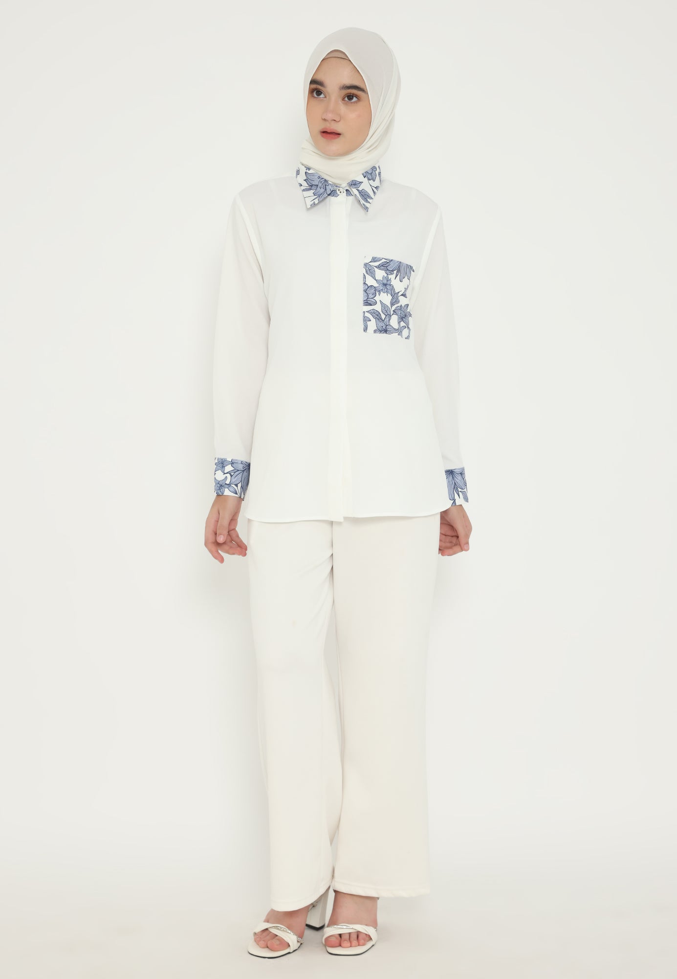 Nimas Floral Accent Shirt In Broken | White