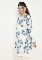 Ocean Rust Floral Tunic Chiffon | White
