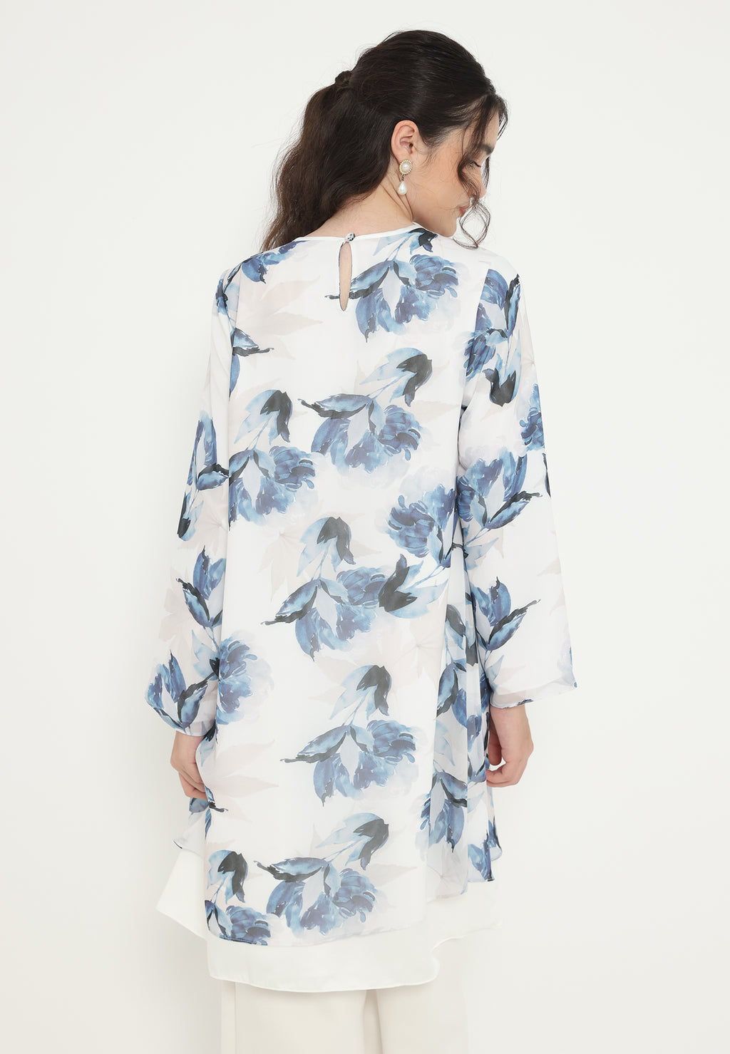 Ocean Rust Floral Tunic Chiffon | White