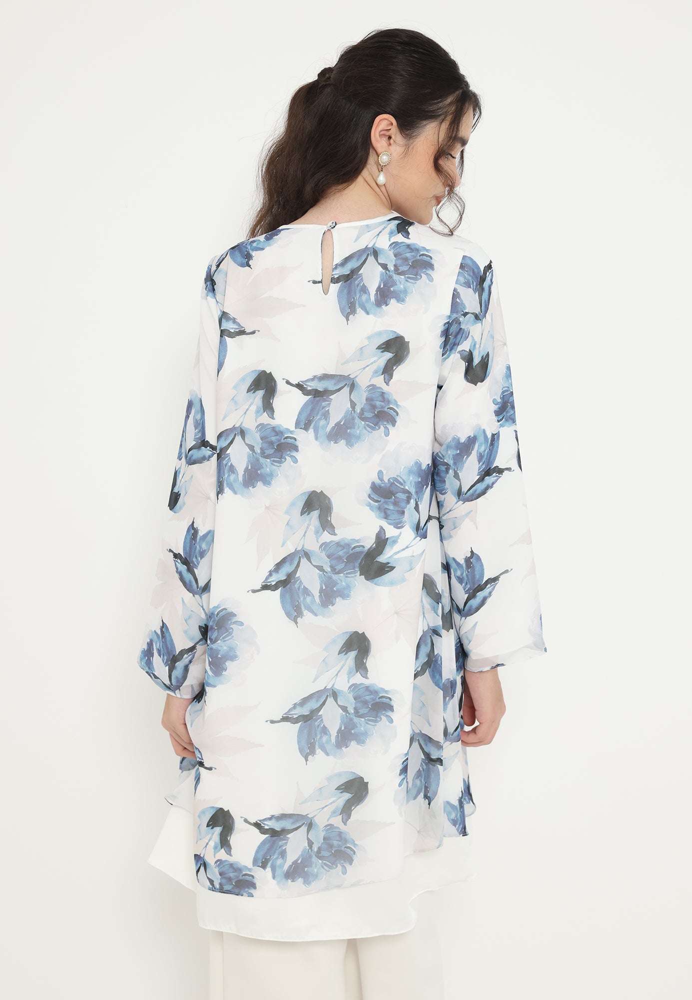 Ocean Rust Floral Tunic Chiffon | White