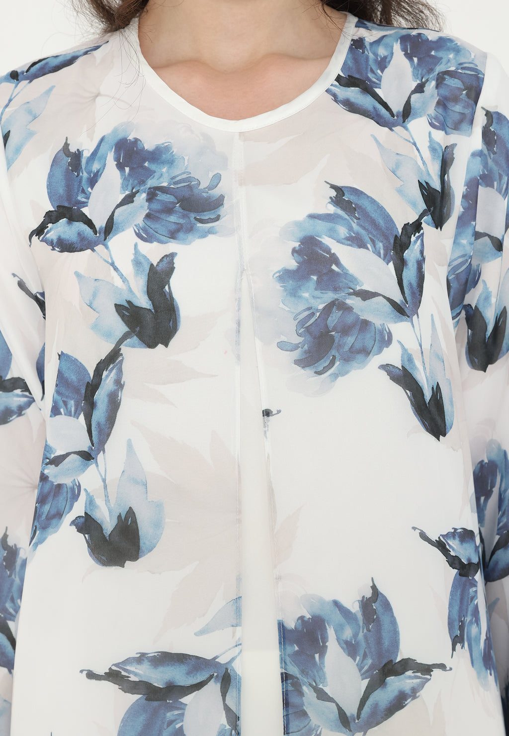 Ocean Rust Floral Tunic Chiffon | White
