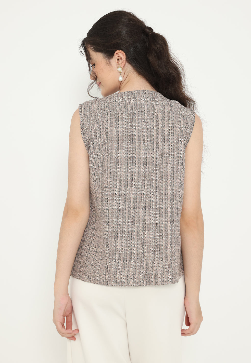 Oceanic Plain Sleeveless Vest | Beige