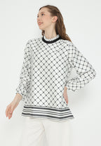 Monogram Ruffle Blouse | White