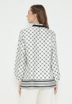 Monogram Ruffle Blouse | White