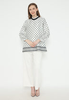 Monogram Ruffle Blouse | White