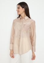 Celestine Shirt Nude Cream With Embroidery In Pocket | Cream