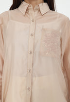 Celestine Shirt Nude Cream With Embroidery In Pocket | Cream