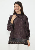 Ruffles Blouse Printed With Puff Sleeve | Purple