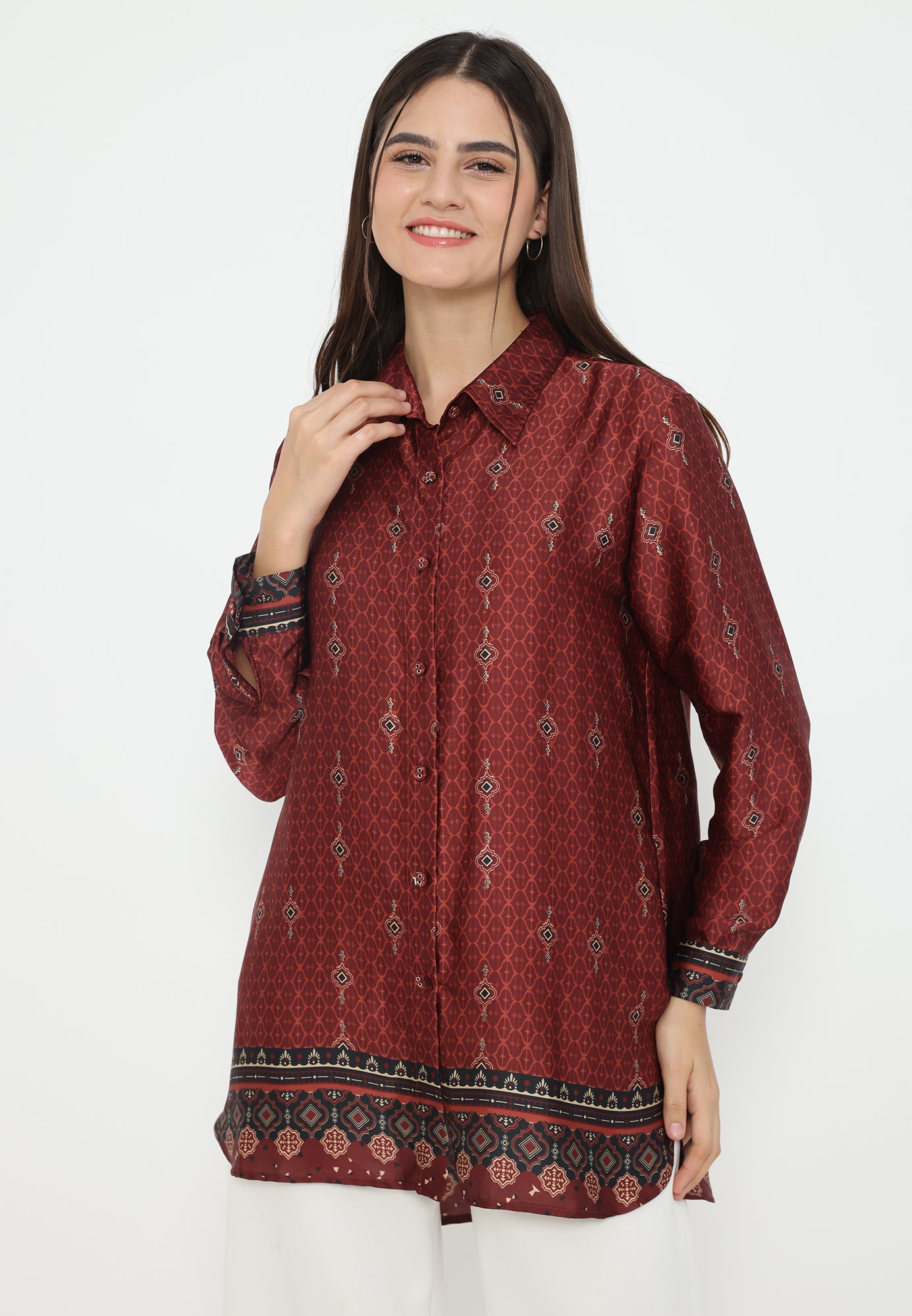 Elize Patterns Tops | Maroon